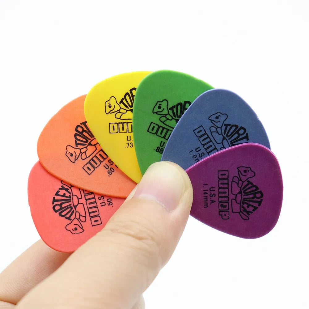 Pack de 50 púas para guitarra eléctrica estilo Dunlop (no original) — grosores 0,50 / 0,60 / 0,73 / 0,88 / 1,0 / 1,14 mm y Mix Size