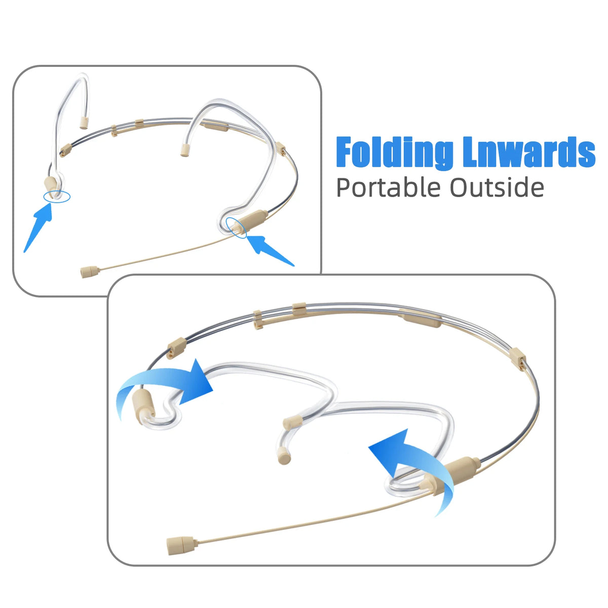 Micrófono de diadema FREEBOSS HM-52S con doble gancho para la oreja, plegable, omnidireccional, con cable de 1,2 m, para conferencias, karaoke y escenario