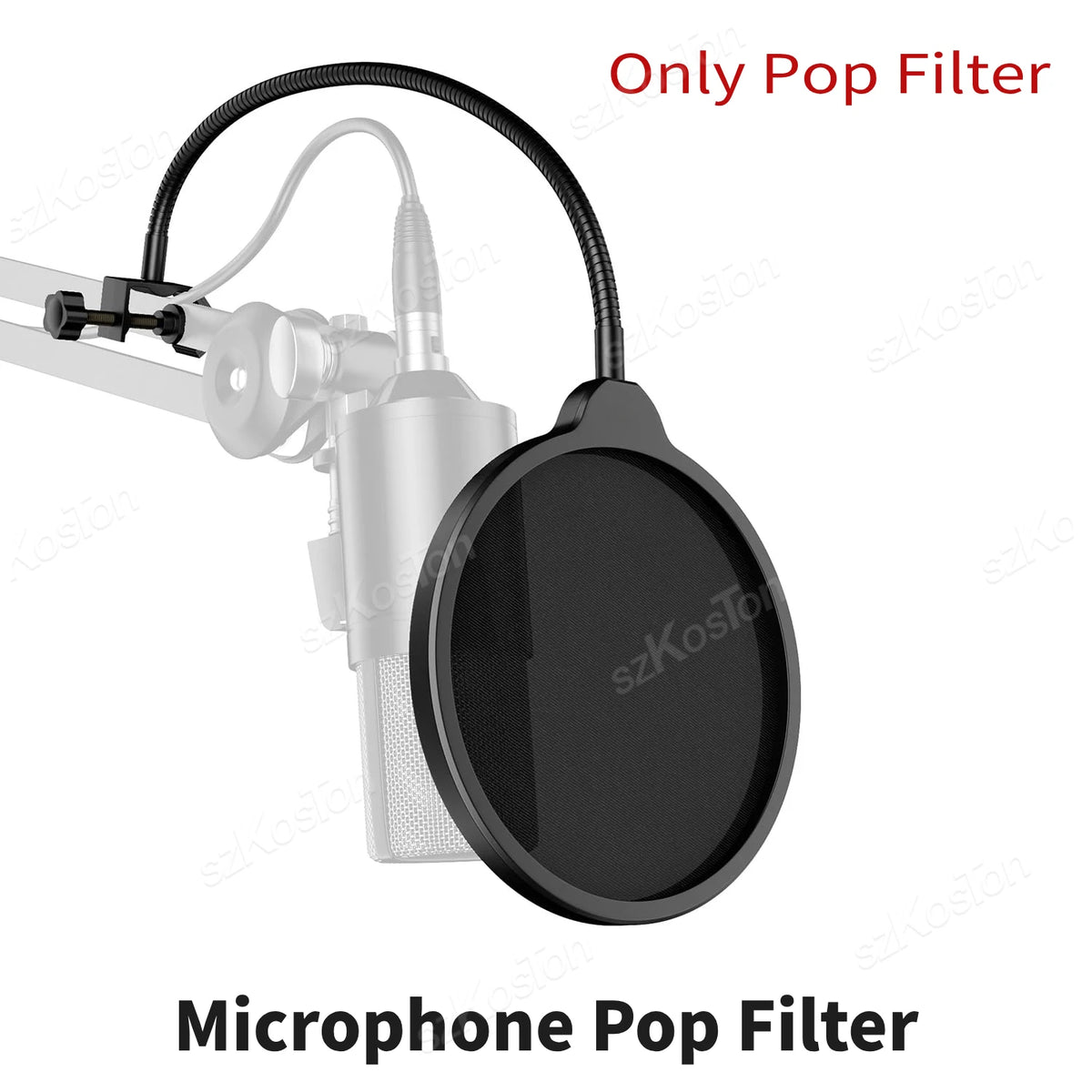 Filtro antipop de estudio de doble capa para micrófono, con brazo flexible de cuello de cisne y abrazadera