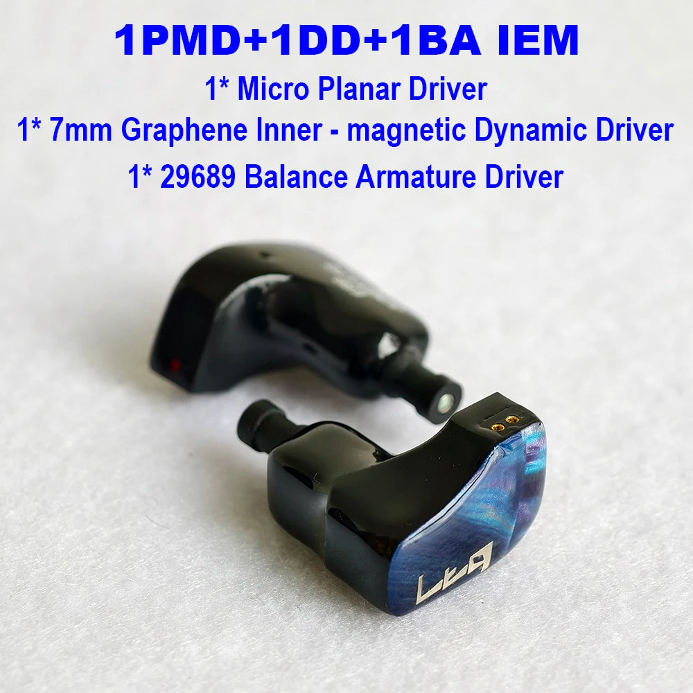 Monitores in-ear con cable para escenario y estudio, híbridos de 3 drivers (planar, dinámico y balanced armature), con cable desmontable de 1,2 m en 3,5 mm o 4,4 mm, con estuche y almohadillas