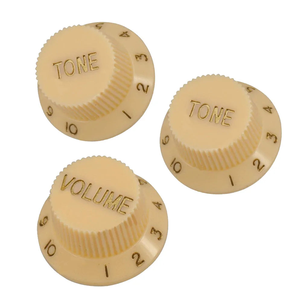 Set de 3 perillas de volumen y tono estilo Strat para guitarra eléctrica, 1 volumen y 2 tonos, en 5 colores