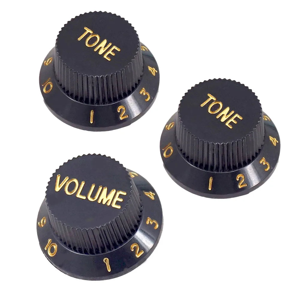 Set de 3 perillas de volumen y tono estilo Strat para guitarra eléctrica, 1 volumen y 2 tonos, en 5 colores