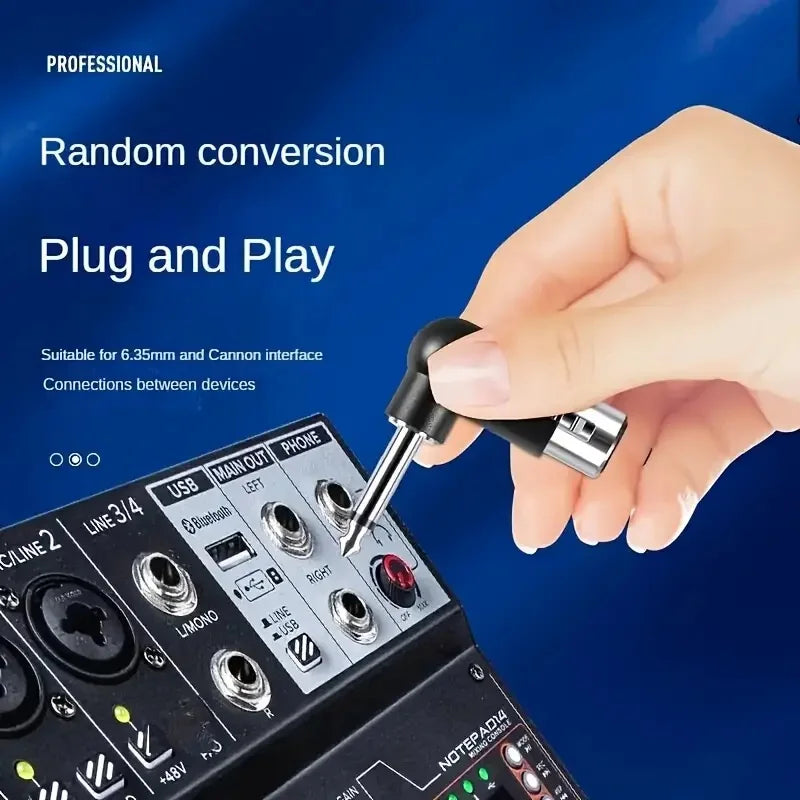 Adaptador en ángulo recto XLR de 3 pines a plug 6,35 mm, para micrófono, mezclador e interfaz de audio