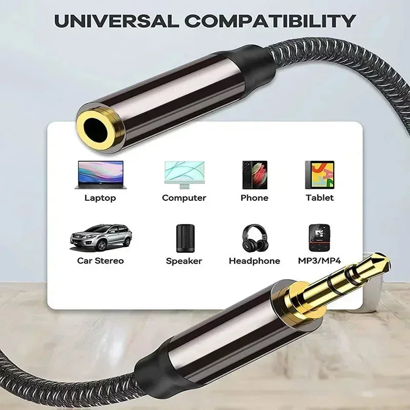 Cable de extensión estéreo AUX 3,5 mm macho a hembra, genérico