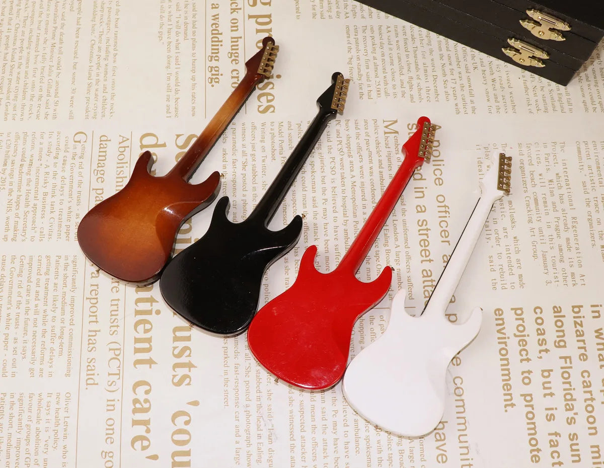 Guitarra eléctrica en miniatura de madera, modelo decorativo de colección, en 10, 14, 18 o 24 cm y en blanco, negro, rojo o marrón