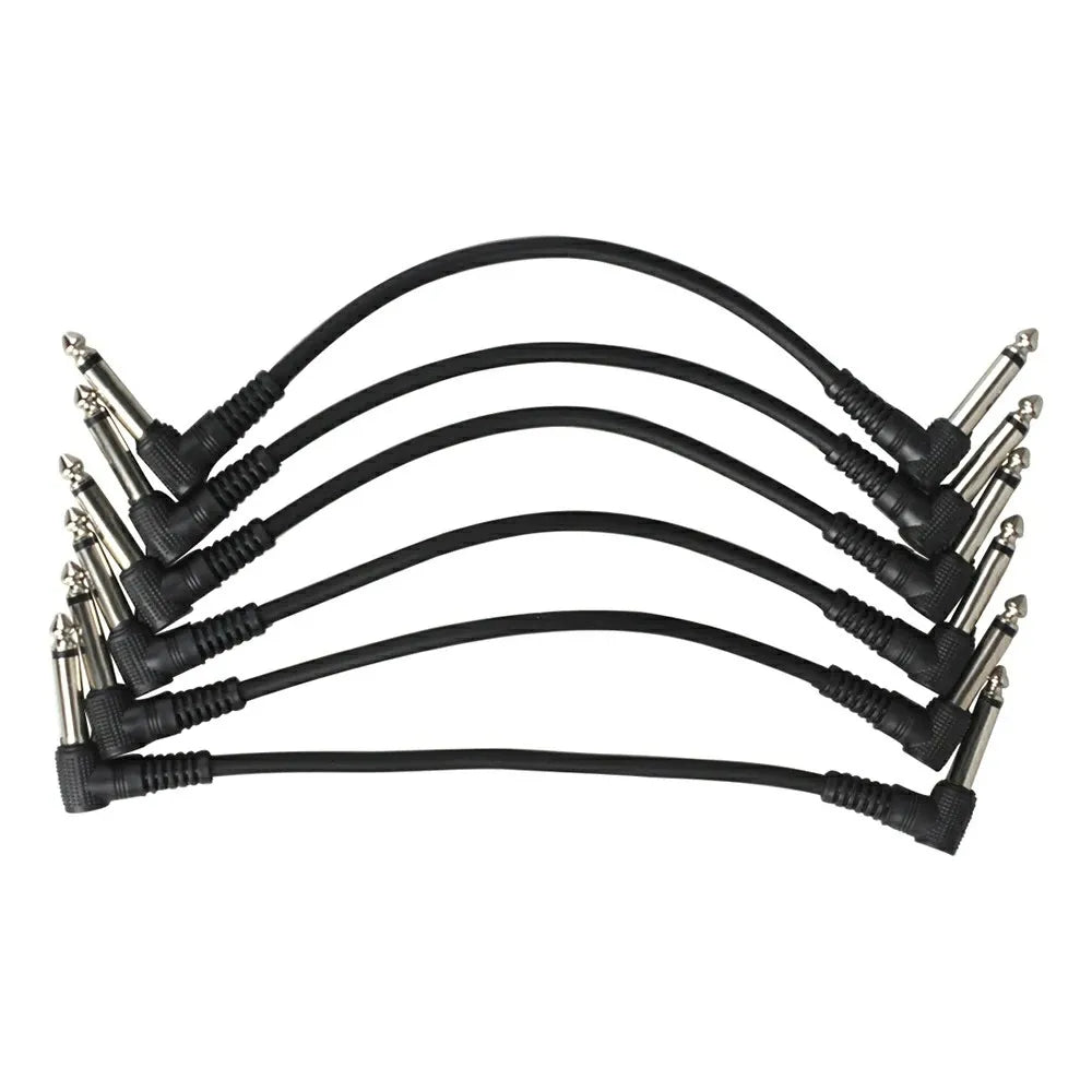 Cable patch corto de 21 cm para pedales de guitarra y bajo, TS 6,35 mm en ángulo recto, blindado, 1 o 6 unidades