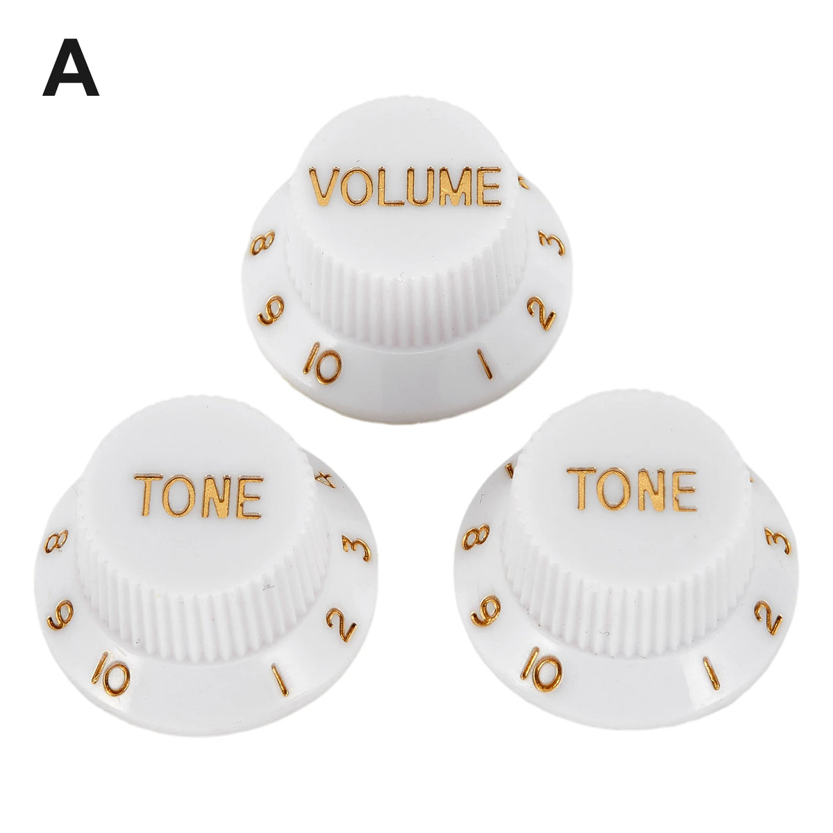 Set de 3 perillas de volumen y tono estilo Strat para guitarra eléctrica, 1 volumen y 2 tonos, en 5 colores
