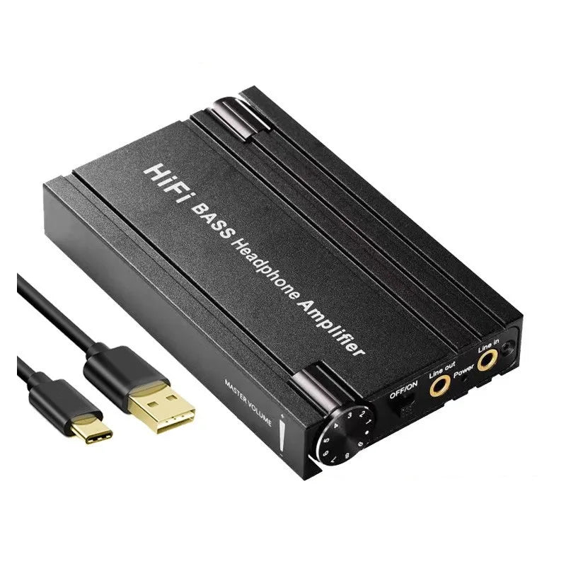 Amplificador de auriculares portátil recargable 3,5 mm con control de volumen, para audífonos de 16 a 600 ohmios