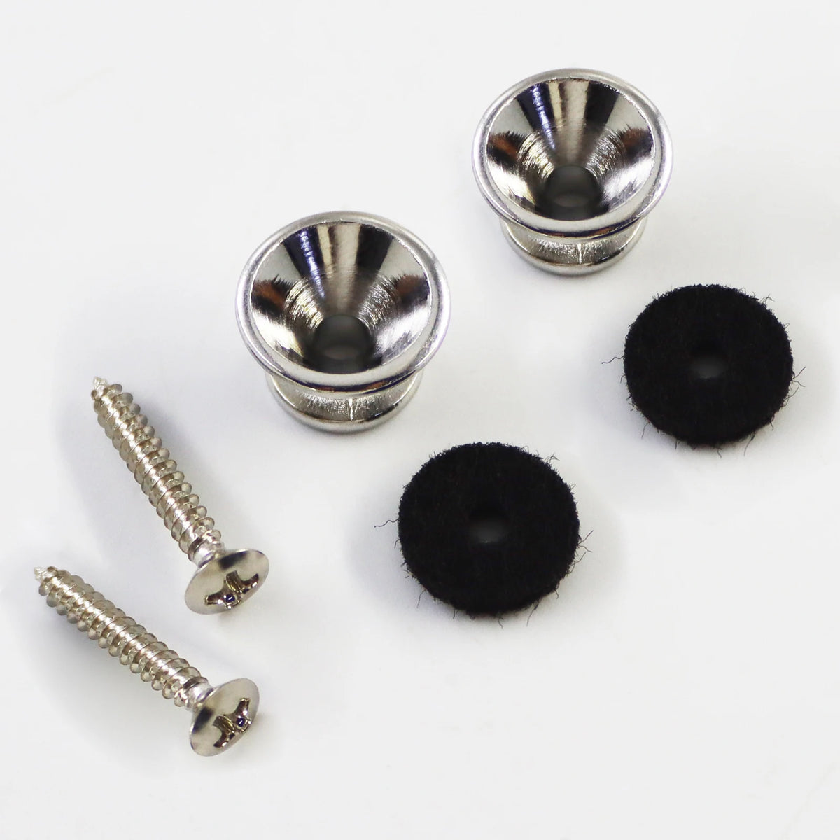 Botones de correa para guitarra en aleación, con tornillos y almohadillas de fieltro, en cromado, negro o dorado