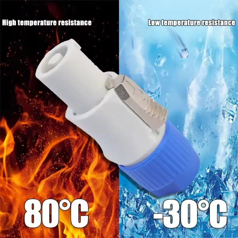 Conector tipo PowerCON 20A 250V para cable de iluminación y audio, entrada azul y salida gris