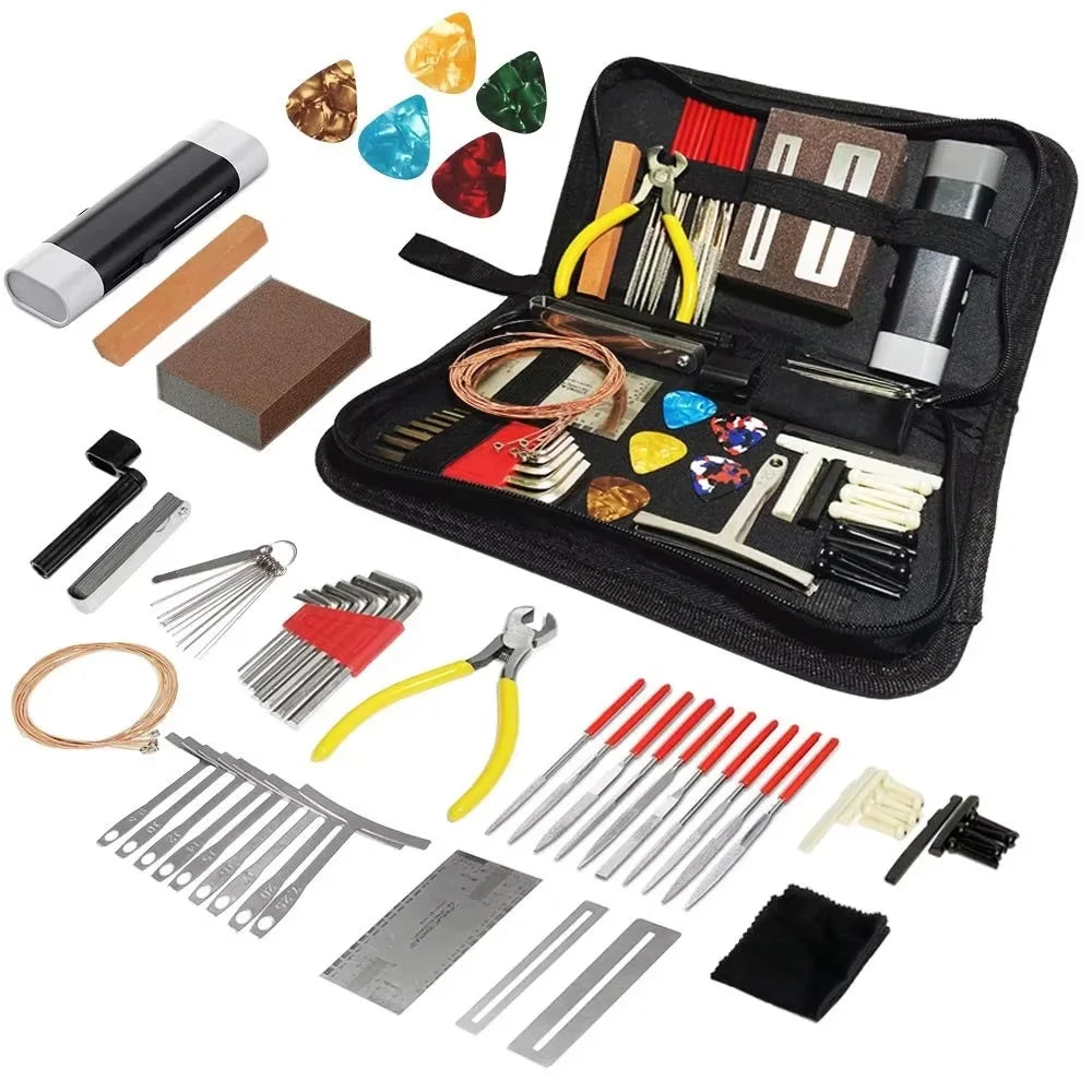 Kit de ajuste y mantenimiento de guitarra de 72 piezas para luthier