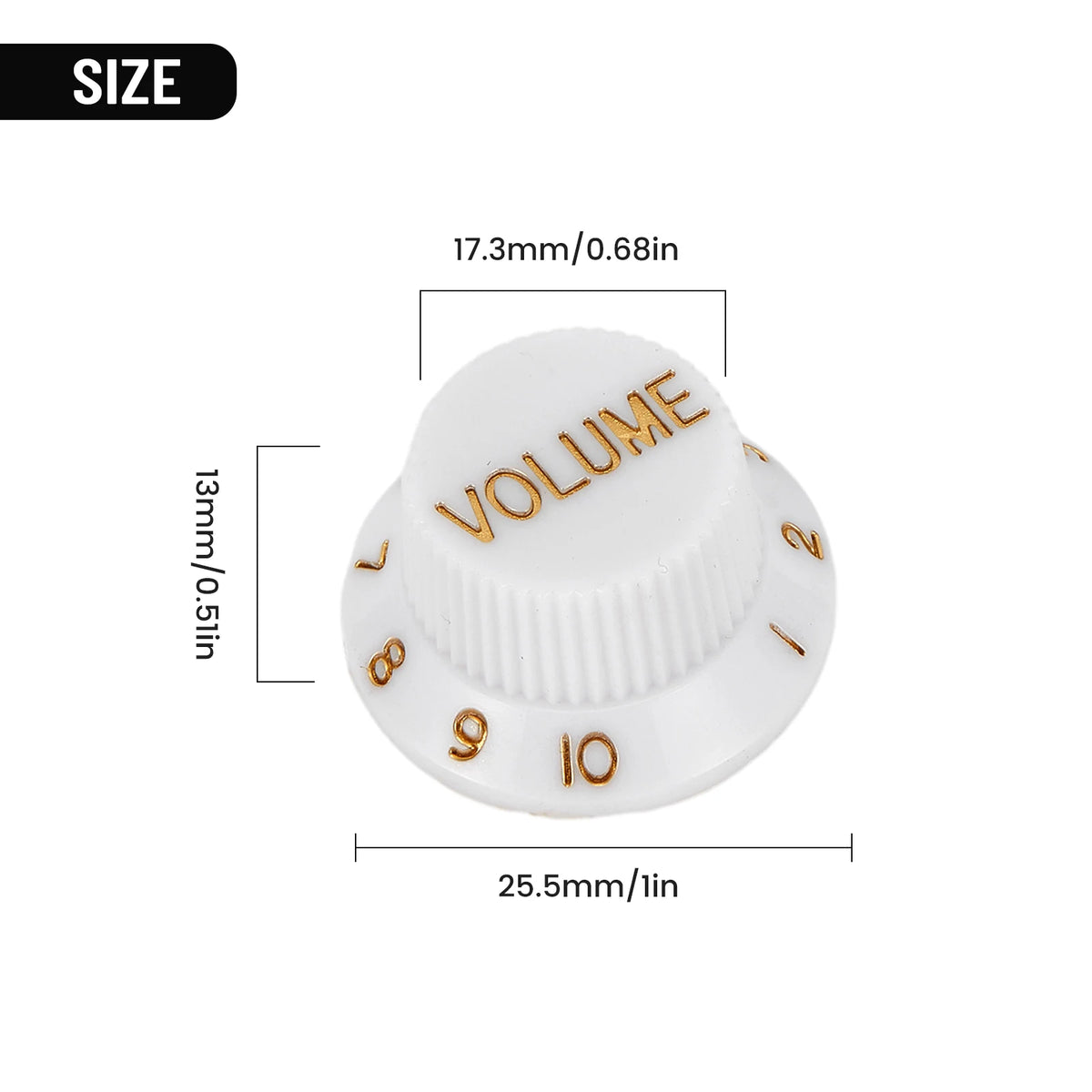 Set de 3 perillas de volumen y tono estilo Strat para guitarra eléctrica, 1 volumen y 2 tonos, en 5 colores