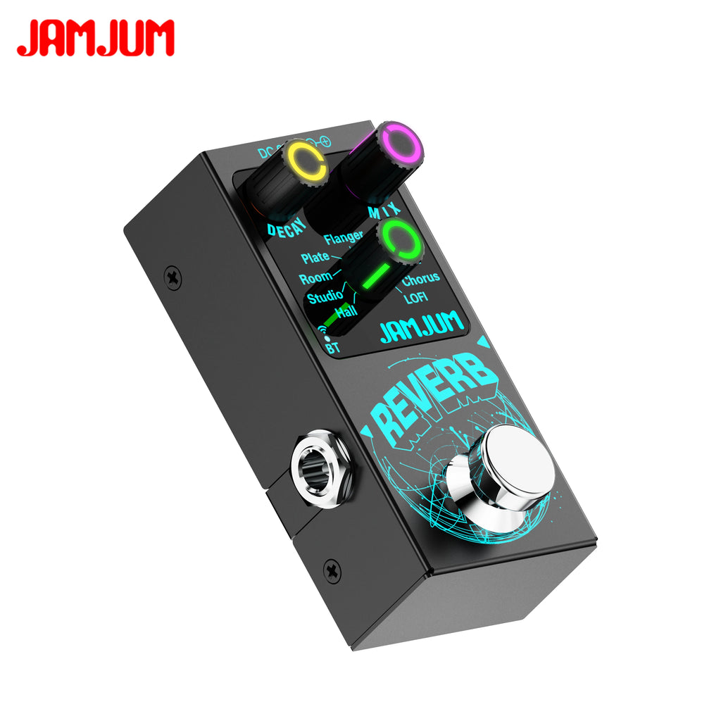 Pedal de efecto reverb digital para guitarra y bajo, con 9 tipos de reverb, audio Bluetooth y alimentación USB
