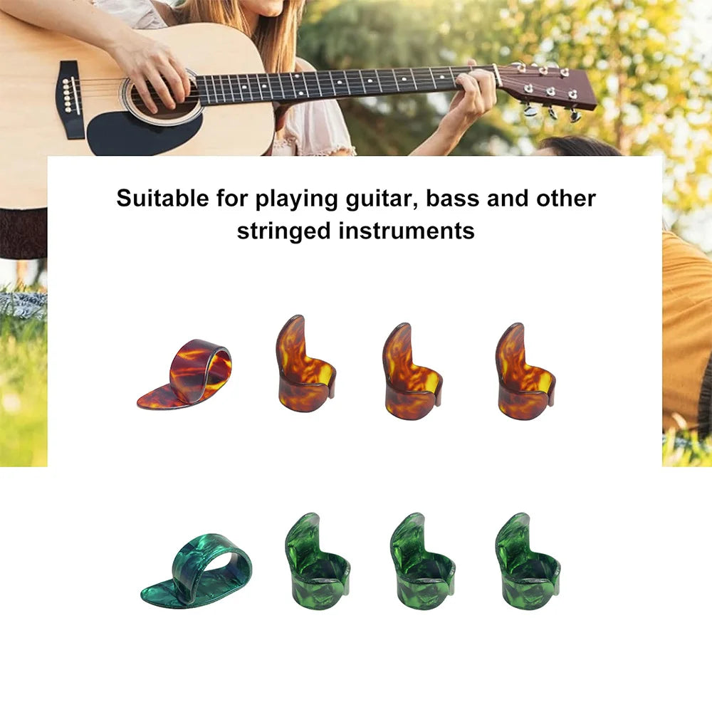 Set de 8 púas de dedo y thumbpick para guitarra, celuloide