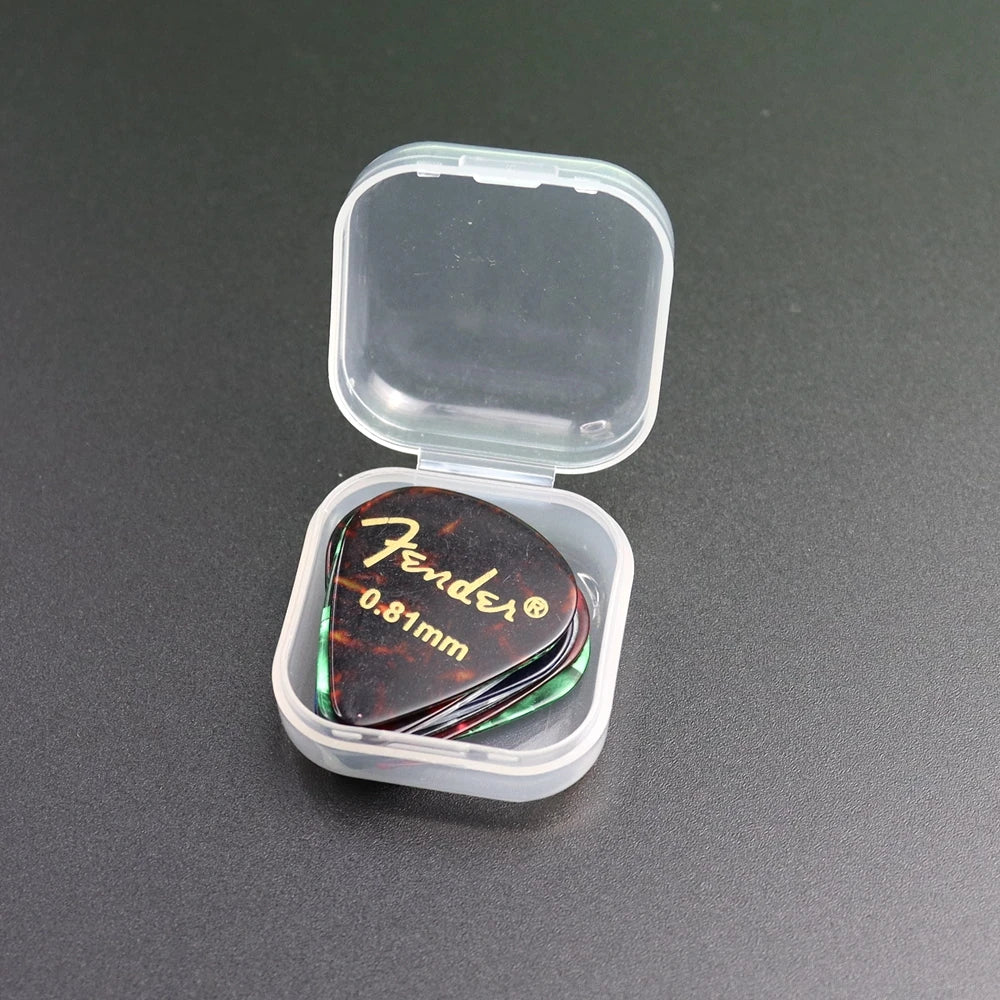 Pack de púas de guitarra de celuloide con caja, 20, 50 o 100 unidades, grosor 0,46–0,96 mm