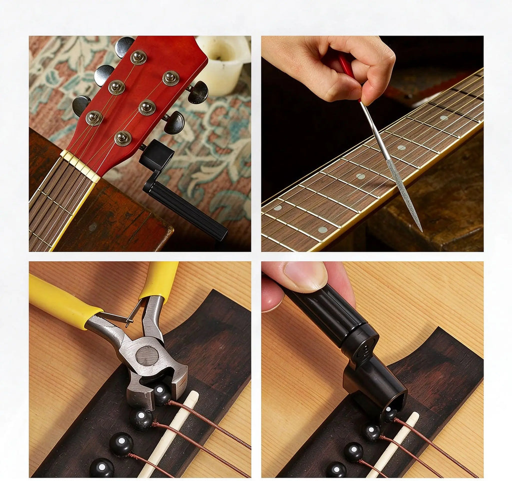 Kit de ajuste y mantenimiento de guitarra de 72 piezas para luthier