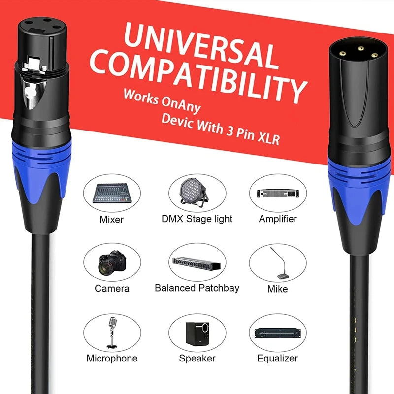 Cable XLR macho a XLR hembra, balanceado, para micrófono, mezclador y parlante, varios colores y largos
