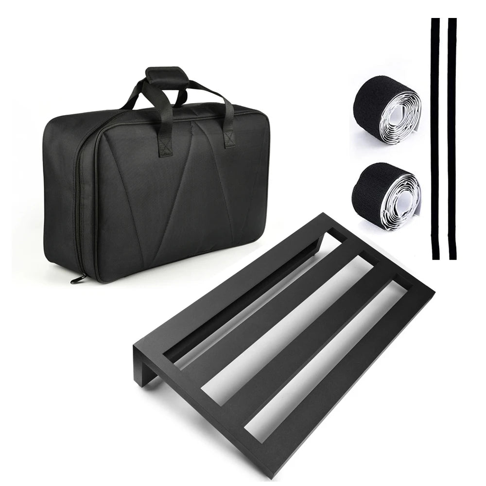 Pedalera de aluminio para pedales de efecto de guitarra, con funda de transporte, cintas y correa, en tamaños S, M y L