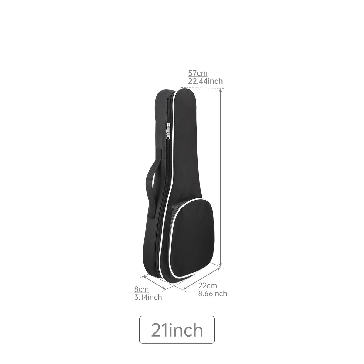 Funda acolchada para ukelele 21/23/26 pulgadas, tela Oxford impermeable negra con bolsillo