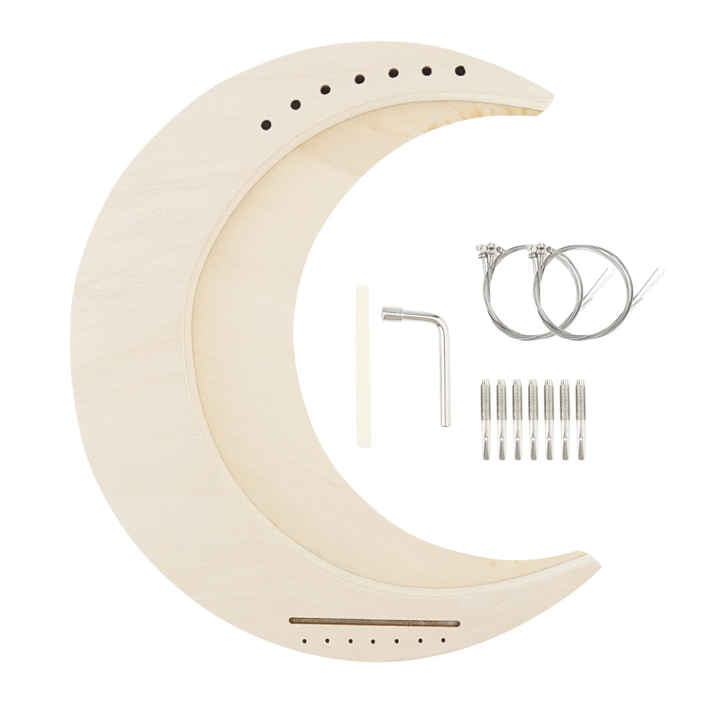 Kit DIY de lira de 7 cuerdas en forma de luna creciente, en madera maciza de tilo (sin armar, requiere armado y pintado)