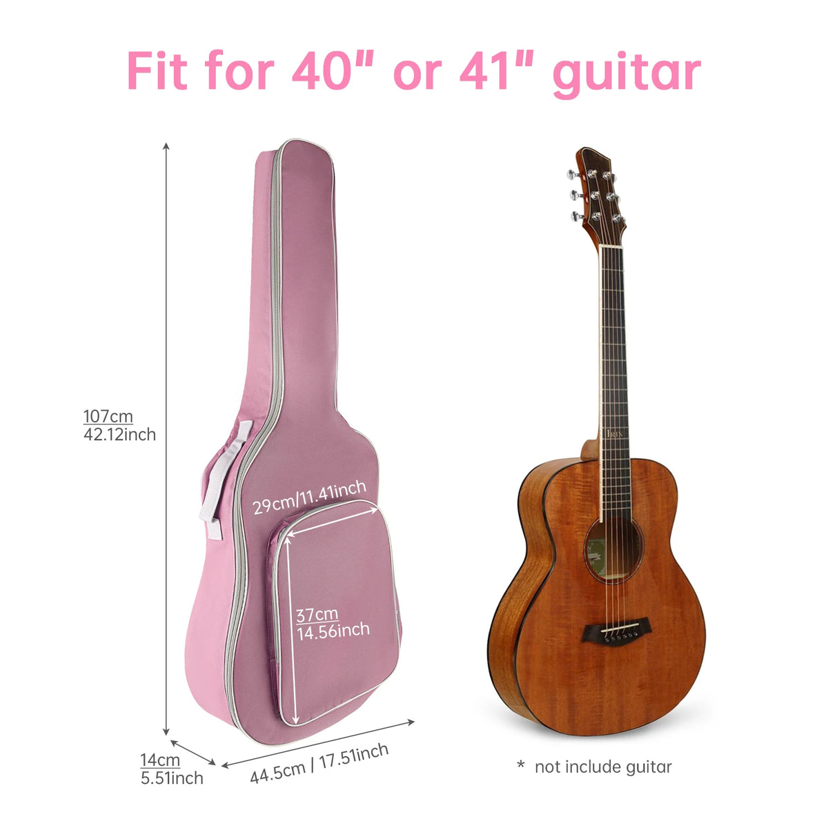 Funda acolchada para guitarra acústica 40/41 pulgadas, tela Oxford impermeable con bolsillo grande