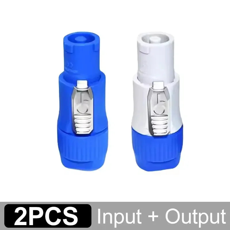 Conector tipo PowerCON 20A 250V para cable de iluminación y audio, entrada azul y salida gris
