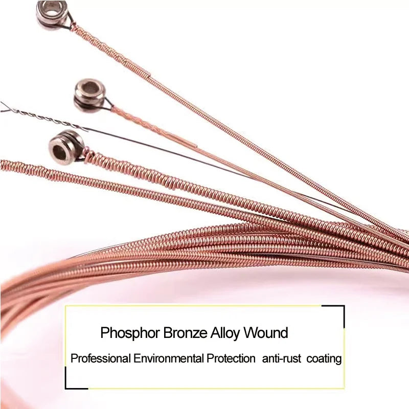 Cuerdas de guitarra acústica Alice A206, juego de 6 cuerdas de cobre con recubrimiento de bronce fosforado, calibre 011-052