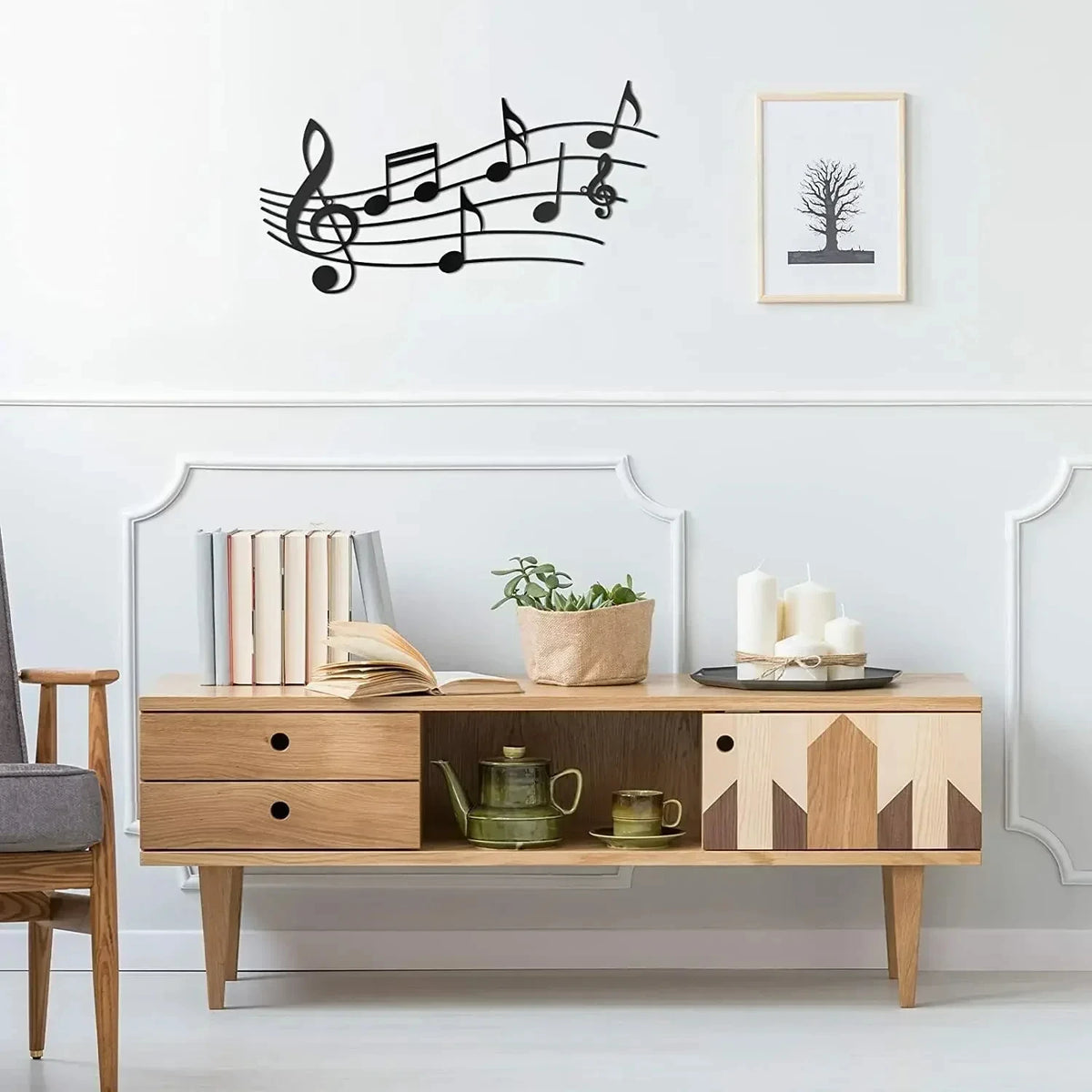 Adorno de pared de notas musicales en metal negro, estilo vintage, para sala, estudio o habitación