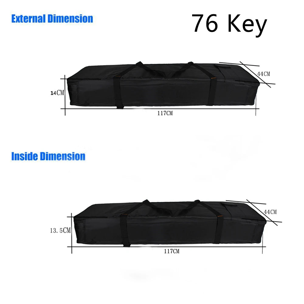 Funda acolchada para teclado electrónico 61/76 teclas, tela Oxford impermeable con bolsillos