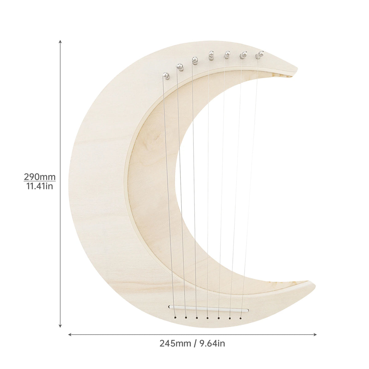 Kit DIY de lira de 7 cuerdas en forma de luna creciente, en madera maciza de tilo (sin armar, requiere armado y pintado)