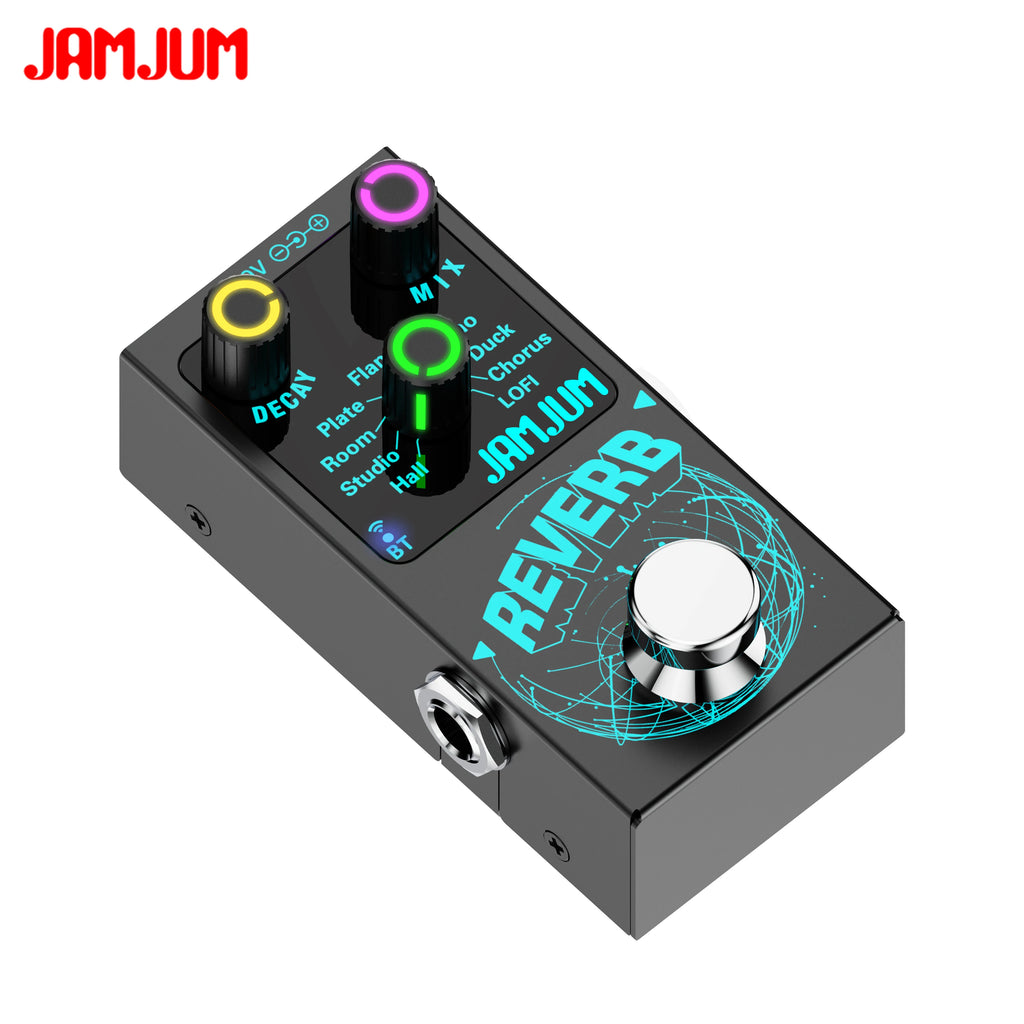 Pedal de efecto reverb digital para guitarra y bajo, con 9 tipos de reverb, audio Bluetooth y alimentación USB
