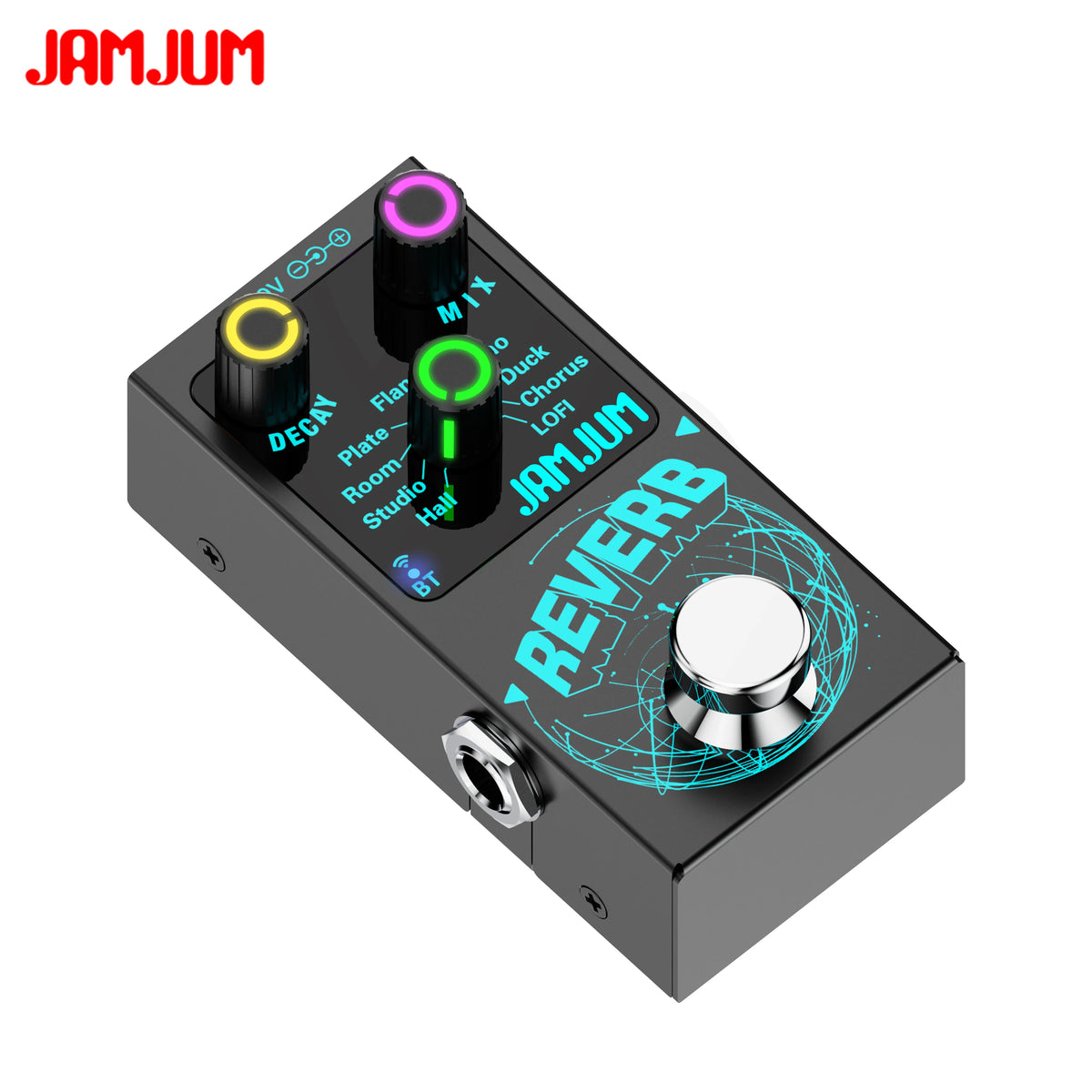 Pedal de efecto reverb digital para guitarra y bajo, con 9 tipos de reverb, audio Bluetooth y alimentación USB