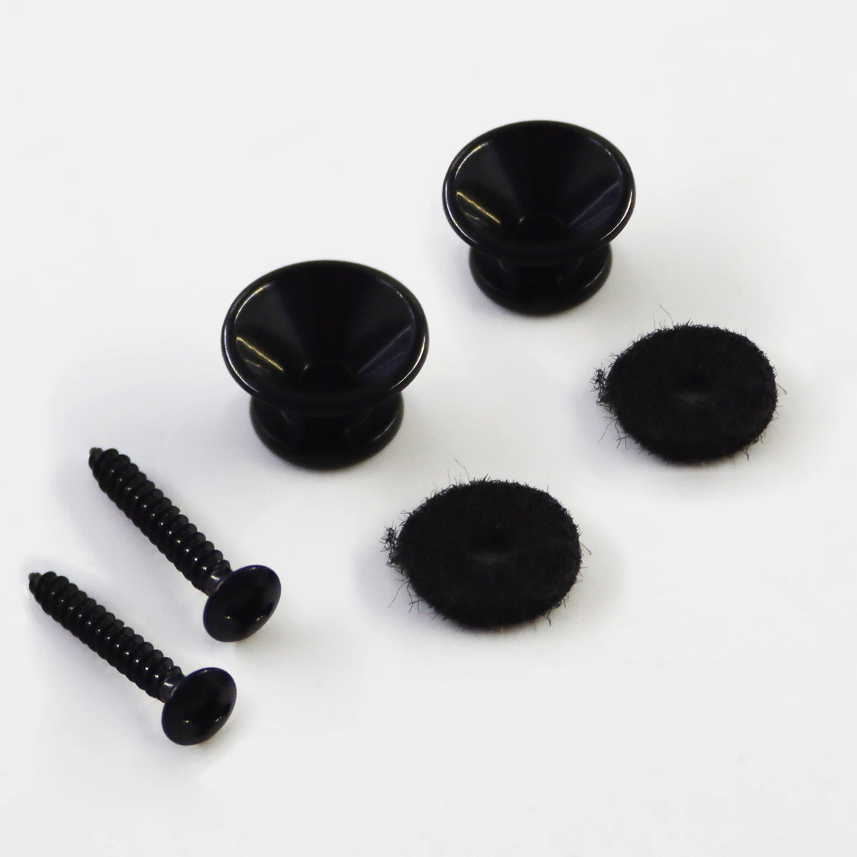 Botones de correa para guitarra en aleación, con tornillos y almohadillas de fieltro, en cromado, negro o dorado
