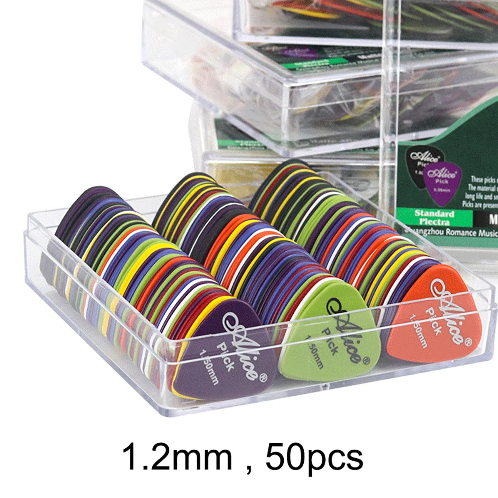 Pack de púas de guitarra y bajo ABS, 50 unidades, grosor 0,58–1,5 mm