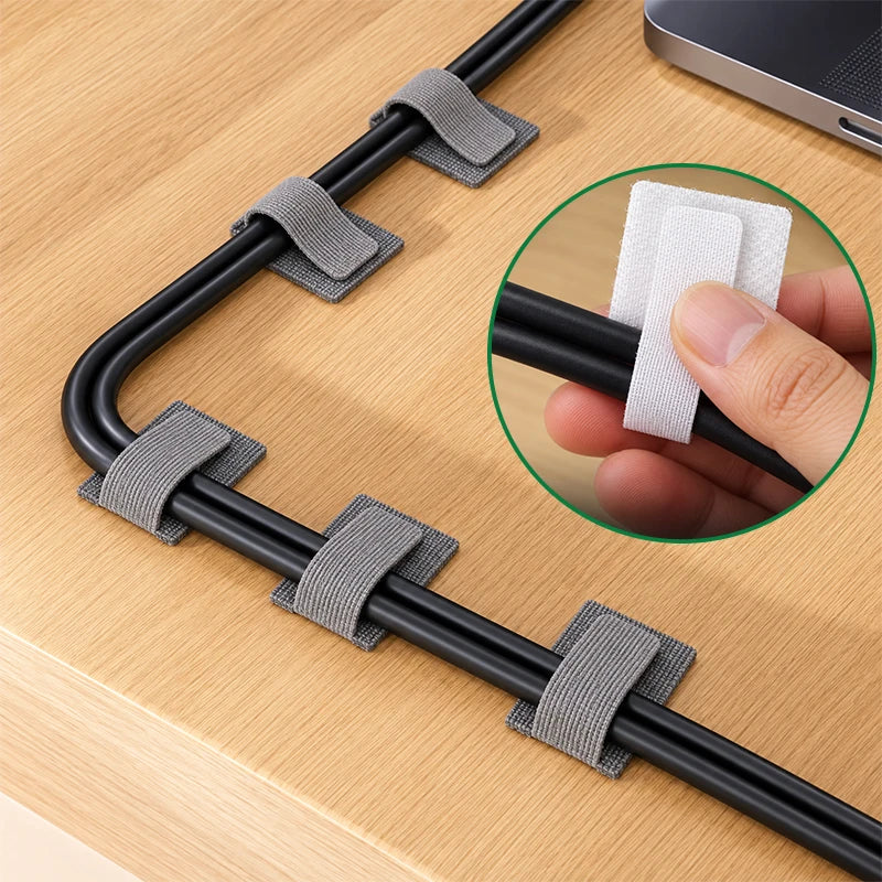 Organizador de cables tipo velcro reutilizable y autoadhesivo, paquetes de 5 a 100 piezas
