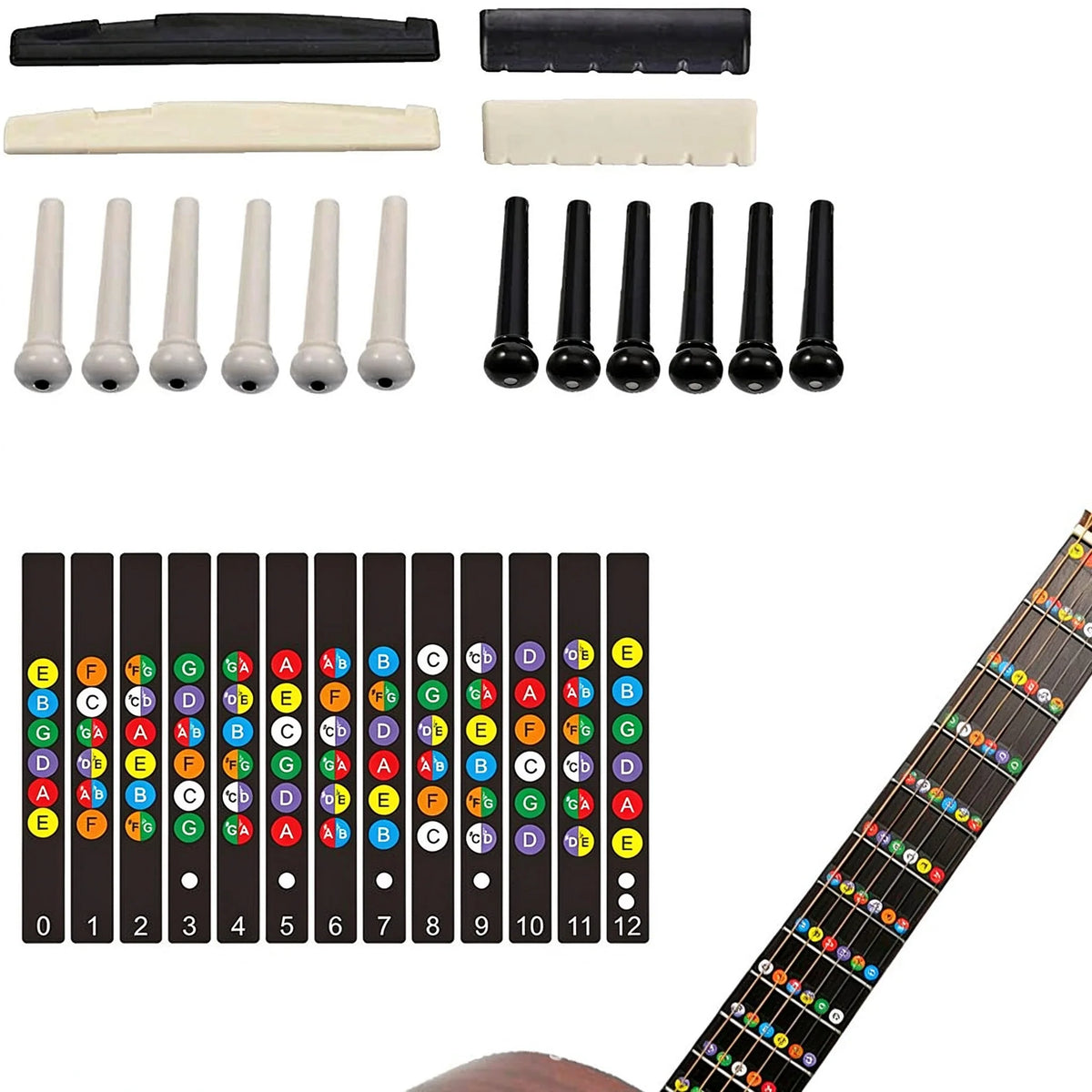Kit de ajuste y mantenimiento de guitarra de 72 piezas para luthier