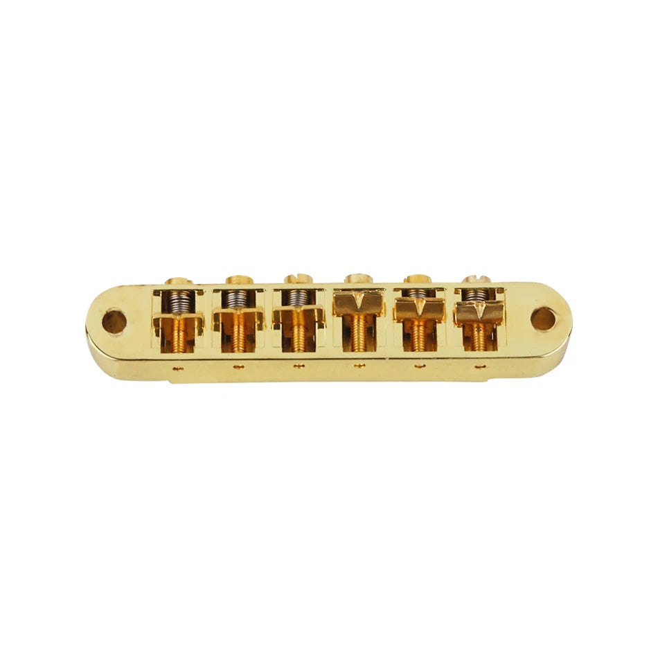 Puente fijo estilo Tune-o-matic ABR-1 dorado para guitarra eléctrica de 6 cuerdas, con postes y ruedas de ajuste