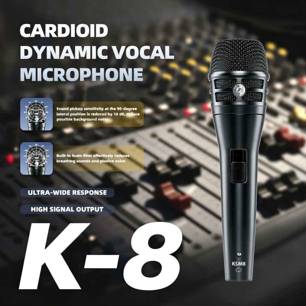 Micrófono dinámico de mano LexiNova K-M8 de metal con interruptor, para escenario, karaoke y grabación vocal