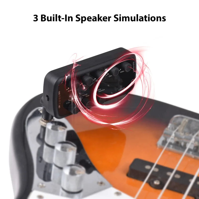Mini amplificador de audífonos plug and play para guitarra eléctrica o bajo, con OTG y grabación interna, a batería