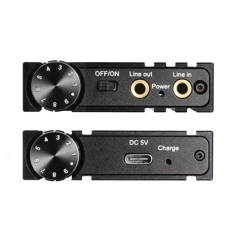 Amplificador de auriculares portátil recargable 3,5 mm con control de volumen, para audífonos de 16 a 600 ohmios