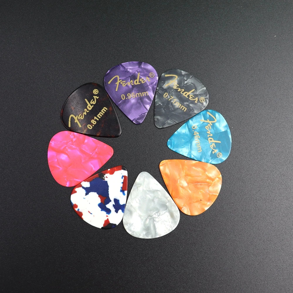 Pack de púas de guitarra de celuloide con caja, 20, 50 o 100 unidades, grosor 0,46–0,96 mm