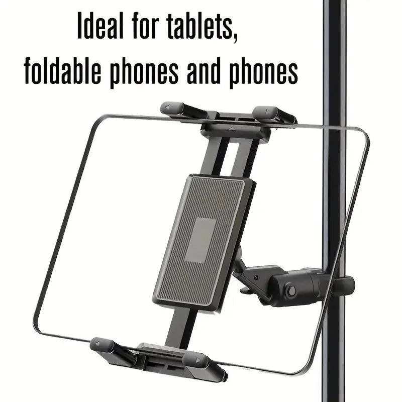 Soporte para tableta y teléfono para soporte de micrófono, ajustable 360°, para dispositivos de 4,7 a 13 pulgadas