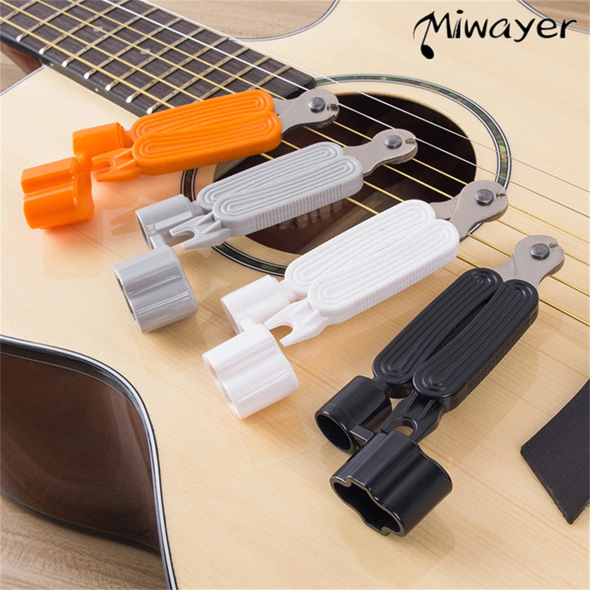 Enrollador de cuerdas 3 en 1 para guitarra, con cortador y extractor de clavijas, varios colores