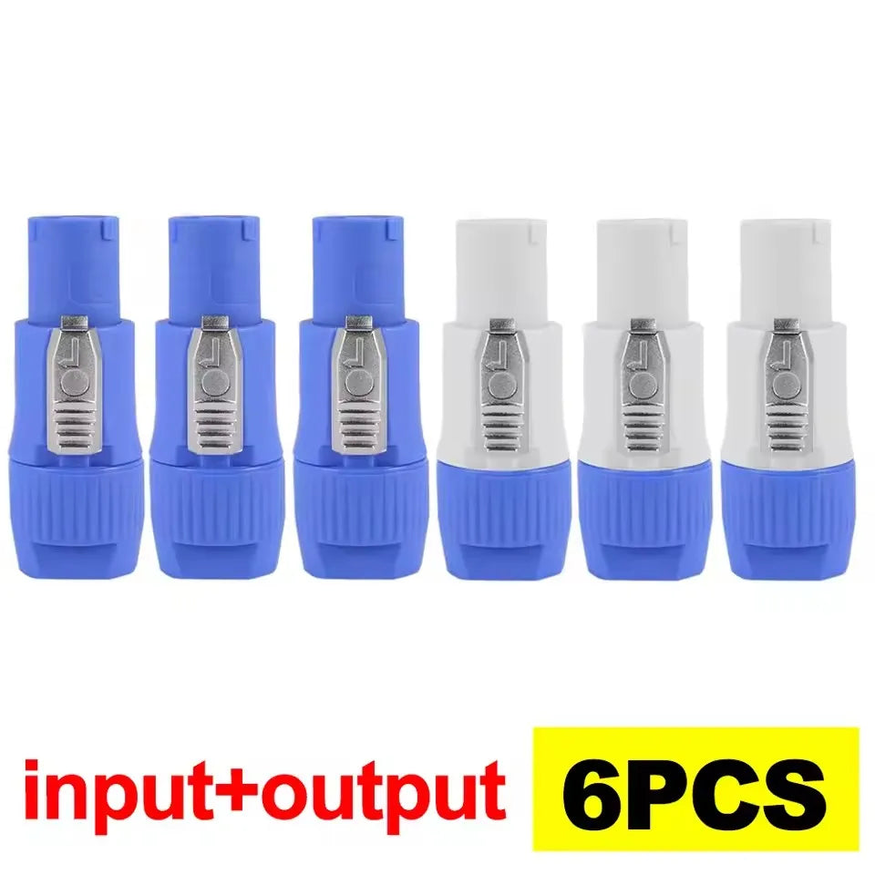 Conector tipo PowerCON 20A 250V para cable de iluminación y audio, entrada azul y salida gris