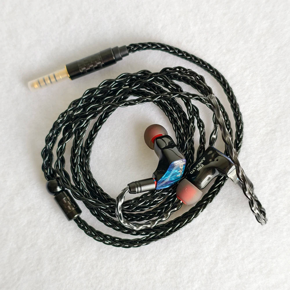 Monitores in-ear con cable para escenario y estudio, híbridos de 3 drivers (planar, dinámico y balanced armature), con cable desmontable de 1,2 m en 3,5 mm o 4,4 mm, con estuche y almohadillas