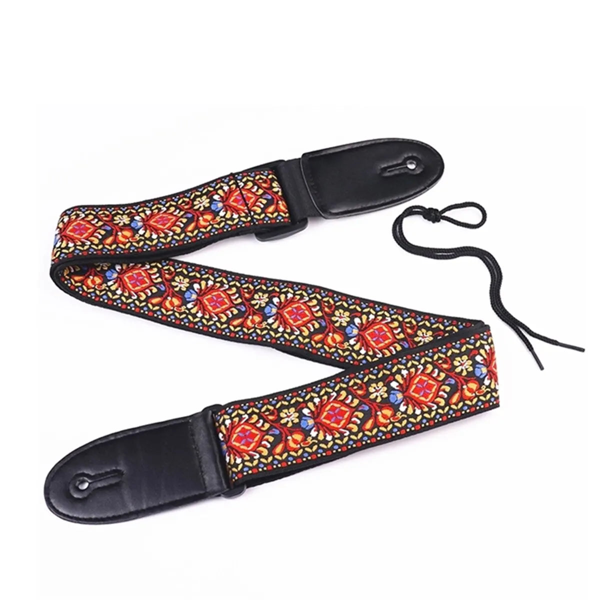 Correa bordada ajustable para guitarra y bajo, estilo étnico vintage, para guitarra acústica, eléctrica y folk