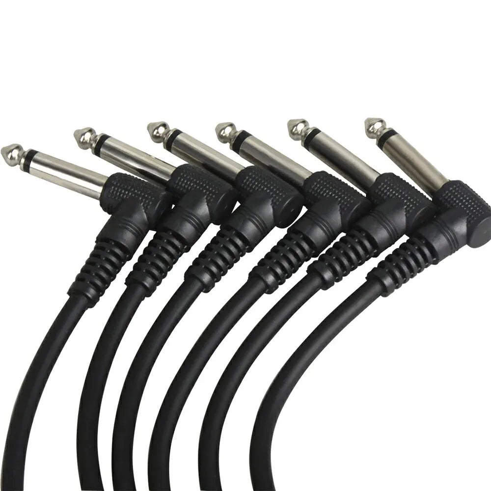 Cable patch corto de 21 cm para pedales de guitarra y bajo, TS 6,35 mm en ángulo recto, blindado, 1 o 6 unidades