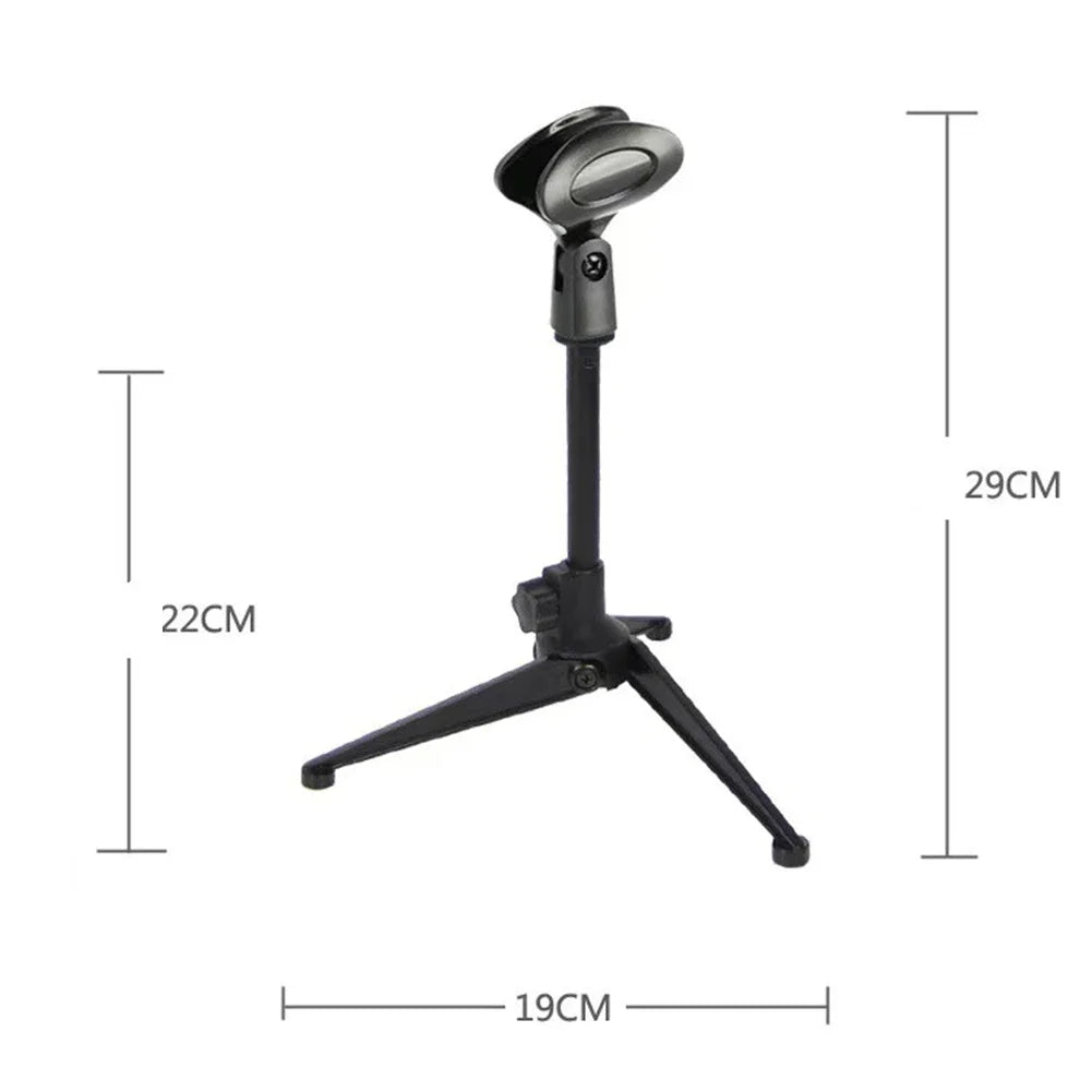 Soporte de micrófono de escritorio con trípode, mini y portátil, con clip para micrófono