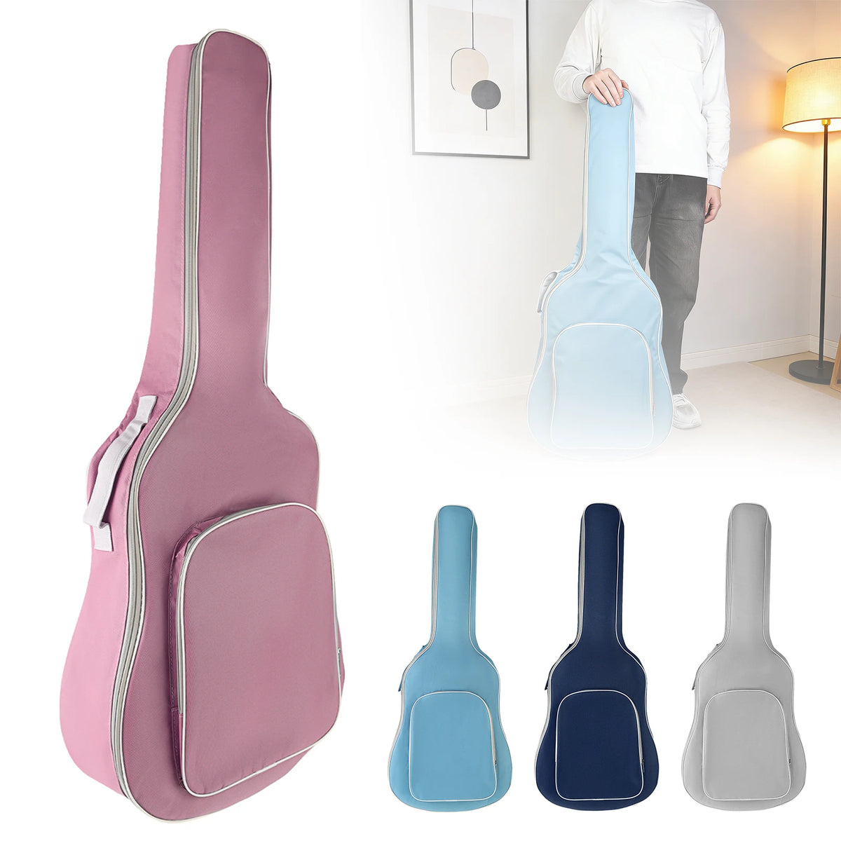 Funda acolchada para guitarra acústica 40/41 pulgadas, tela Oxford impermeable con bolsillo grande