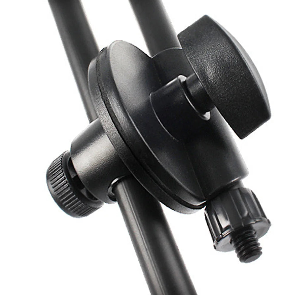Soporte de micrófono de pie con trípode y brazo articulado, plegable, altura y ángulo ajustables, con 2 clips para micrófono